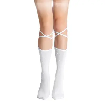 Nouă Femei Negru Dantelă-up Lolita Dulce Șosete Vițel Legat de Sfoară Ciorapi Sexy All-meci Tub Mediu Ciorapi Ciorapi de Moda
