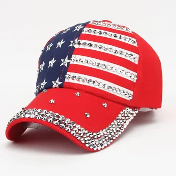 Șapcă De Baseball American Flag Stele Șepci De Baseball Pentru Femei Barbati Mare Stras Snapback Hip Hop Pălărie Ziua Independenței 2185