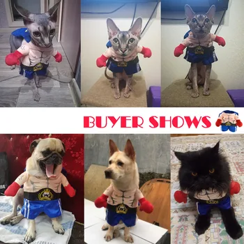 Câine amuzant Pisica Costume Boxer Cosplay Costum de Îmbrăcăminte pentru animale de Companie de Halloween, de Crăciun Uniformă Haine Pentru Câini Catelus Costum pentru o pisica