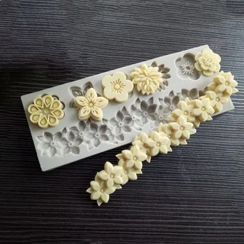 Flori o varietate de fondante mucegai silicon DIY tort circumferinta mucegai uscat Pez moale bomboane mucegai