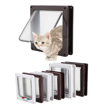 S/M/L 2 Culori Cat Clapeta Usa cu 4 Mod de Blocare de Securitate Clapeta Usa pentru Caine Pisica Pisoi animale de Companie Mici Poarta Kit Pisica Catel de Siguranță Poarta
