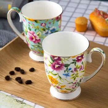 Nordic Pastorală Bone China Capacitate Mare De Cafea Cu Lapte Cana De Cafe Creative Ceramice Pictate Manual Florale Ceașcă De Ceai Ceașcă De Ceai Vintage