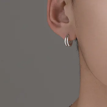 Argint 925 Simplu Clip Cercei Pentru Barbati Femei Punk Coreea Style Moda Bijuterii Cadouri Geometrie Multistrat Accesorii