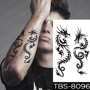 Impermeabil Tatuaj Temporar Autocolant Yin Yang Dragon Aripi Pene Flash Tatuaje Wolf Totem Body Art Brațul Fals Tatuaj Bărbați