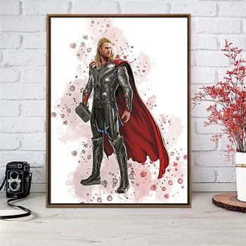 Marvel Super Hero Acuarela pe Panza Pictura Arta Avengers Iron Man Poster Print de Arta de Perete de Imagine pentru Camera de zi de Decorare Acasă