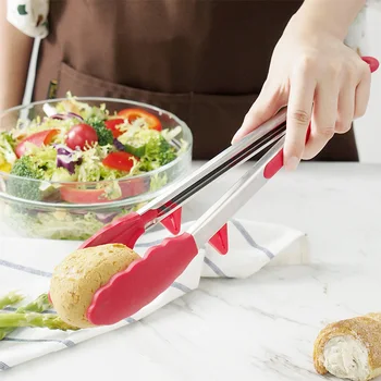 Silicon Alimentar Tong Bucătărie din Oțel Inoxidabil Cleste din Silicon Non-alunecare de Gătit Clip Clemă de GRĂTAR cu Salată de Instrumente de Bucatarie Accesorii