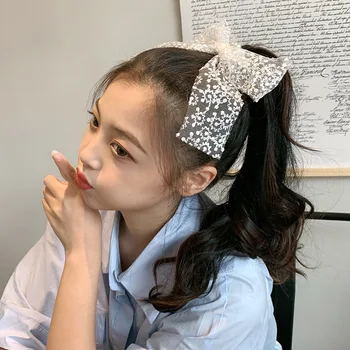 Femeile Coreene Fete Dantela Perle De Păr Benzi De Elastic Elegant Bowknot Panglica Coadă De Cal Titularul Cravată De Păr Moda Accesorii De Par
