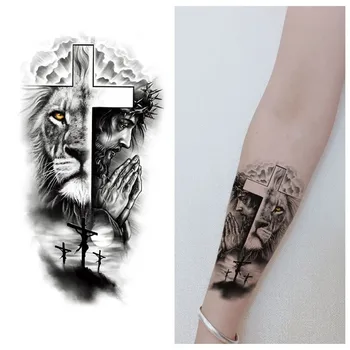 Impermeabil Tatuaj Temporar Autocolant Pădure Leu Tigru Urs Flash Tatuaje Femei Leopard Lup Coroana Body Art Brațul Fals Tatuaj Bărbați