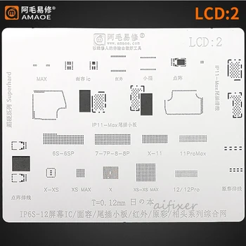 Amaoe LCD BGA Reballing Stencil Ecran Tactil Față Chip Portul de Încărcare IC Tin Plateing Lipire Model pentru iphone 12/11/X/8/7/6 Pro