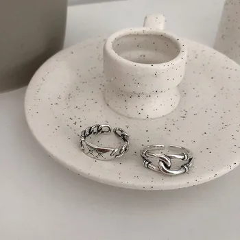 Minimalist Argint Inele de Culoare pentru Femei Creatoare de Moda Hollow Geometrică Neregulată Petrecere de Aniversare Cadouri Bijuterii Inel Reglabil