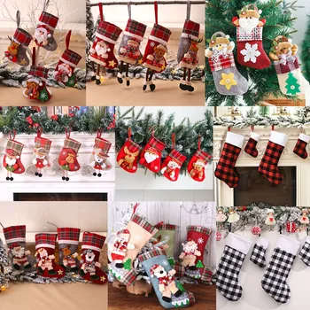 2021 Crăciun Crăciun Crăciun Carouri Ciorap 2022 Cadouri de Anul Nou Candy Bag Decoratiuni de Craciun pentru Casa Noel Deco Ornamente