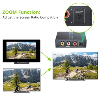 PROZOR 1080P compatibil HDMI la AV CVBS Convertor RCA cu Adaptor compatibil HDMI 1.3 Suport NTSC PAL Funcția de Zoom TV Pentru PC
