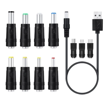 C1FB 8in1 5V USB la DC 5.5x2.1 mm, 3.5 mm, 4.0 mm, 4.8 mm 6,4 mm 5.5x2.5mm Conectați Cablul de Încărcare pentru Ventilator Difuzor Router Lampă cu LED-uri