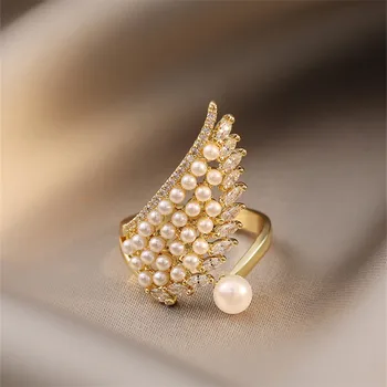 2021 din Coreea de Sud noua de lux pearl zircon deschidere inel reglabil pentru femei, elegant și neobișnuit de bijuterii cadouri deosebite