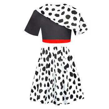 2021 Cruella De Vil Fusta Costume Cosplay Femei Reperat în Alb și Negru Costum Anime 101 Dalmatians Două Piese Costum