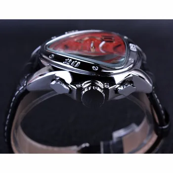 Jaragar Roșu de Moda Mens Automatic Mecanic Ceasuri Triunghi 3 Sub-cadrane din Piele de Curse Design reloj hombre Dropshipping