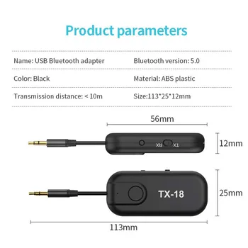 Tebe APTX-LL/HD Bluetooth 5.0 Receptor Audio Adapter 2 IN 1 Wireless 3.5 mm AUX Transmițător pentru Masina Difuzor TV Căști