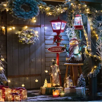 50cm de Crăciun Electric de Zăpadă Muzica Lumini de Stradă Metal Art Lumini de Stradă în aer liber Scenă Peisaj Layout Recuzită Ornament Navidad