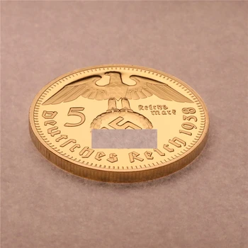 Placat cu Aur 24k German al 2-lea război Monede de Aur 1938 germană 5 Mark Colecție de Monede Comemorative