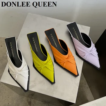 Nou Designer de Femei Papuci de casă Aluneca pe Tobogan Pisoi Pantofi cu Toc Femei de Brand Cutat Catâri Elegant Doamnelor Pantofi în aer liber, Papuci de casă Mujer