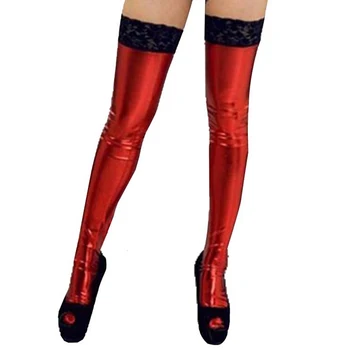 Noua Moda Femei PU Piele Ciorapi Peste Genunchi Șosete Timp de Boot mult Dresurile Black Red White Sexy Ciorap