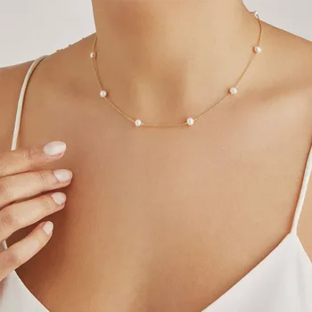Toate-meci Temperament Pearl Colier pentru Femei Fashione Clavicula Aur Lanț de Argint Coliere Bijuterii