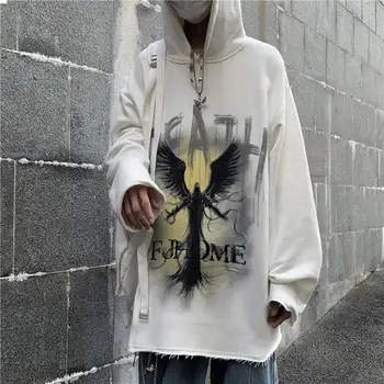 Negru Cald Iarna Hanorac Hoodies pentru Bărbați Streetwear Goth, Gotic, Punk-coreean Haine de Moda Grunge Emo Haine