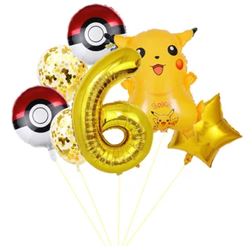 7 buc Seria Pokemon Pikachu Mic Dragon de Foc Petrecerea de Ziua Copii Număr de Baloane de Ziua Decor Jucărie Cadou Surpriza