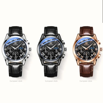 OLEVS Mens Ceasuri Cadou de Lux de Top de Brand Impermeabil Ceas Sport Cronograf Cuarț Militară din Piele Relogio Masculino