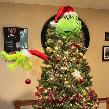 Grinch Decoratiuni De Craciun Pentru Pomul De Crăciun Grinch Picioarele Mână Pandantiv Cap De Jucării De Pluș Papusa Moale Pernă Pernă Canapea