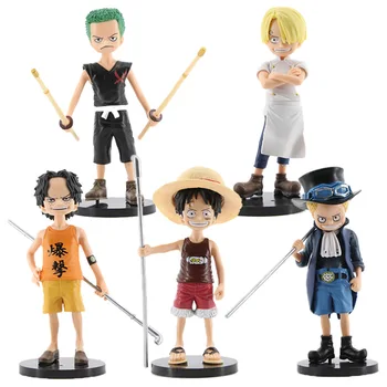 One Piece Luffy Sanji Zoro Sabo Ace Copil Copil Ver. PVC Acțiune Figura OP Drăguț de Colectie Model de Jucărie decorare Tort 5cm
