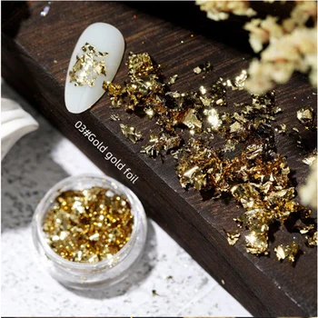1 Cutie Stralucitor Cristal cu foita de Aur de Hârtie Șampanie Aur, Argint Ornament Unghii DIY Decorare Manichiura Patch Nail Art Manichiura Instrumente