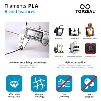 TOPZEAL ASA Filament de Imprimare 3D 1KG Material 1,75 mm ASA de Plastic pentru Imprimantă 3D Dimensional Precizia +/- 0.02 mm