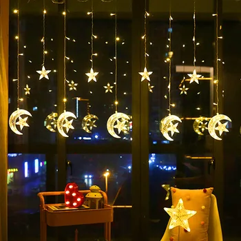 LED-uri Cortina de Lumini de Stele si Luna Formă de Nunta Decorative Led Lumini de Basm Inima Șir de Lumini Lumini de Crăciun Iluminat D30