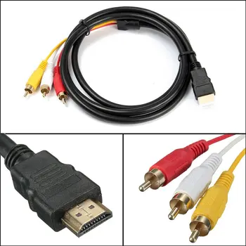 1,5 M compatibil HDMI la 3 RCA Video, Audio compatibil HDMI Cablu 1080P AV Cablu Convertor Adaptor Pentru HDTV TV-Box DVD Laptop