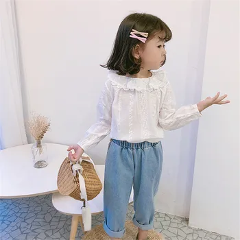 1 2 3 4 5 6 Ani Copilul Fete Tricouri Coreeană De Moda Guler De Dantelă Topuri Cu Maneci Lungi Pentru Fete Pentru Copii Haine 2020 Primăvară Copil Tricou