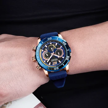 MEGIR Barbati Ceas Brand de Top Casual, Ceasuri Sport pentru Barbati Albastru de Lux Silicon Încheietura Ceas Bărbat Ceas Fashion Chronograph