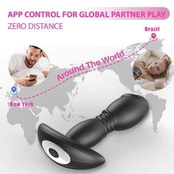 Telescopic APP Bluetooth Anal Vibrator Vibrator Big Butt Plug sex Masculin, Prostata pentru Masaj Adult Jucărie Sexuală pentru Bărbați, Femei Masturbare Gay