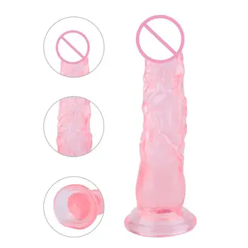 Transparent Simulat Vibrator pentru Femei ventuza Puternica Realist Penis Confortabil Femele Adulte Masturbari Jucarii de Plus Dimensiune