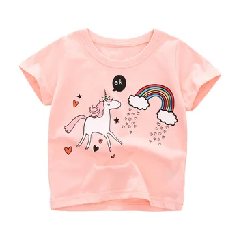Puțin maven Haine de Vară tricou Fete din Bumbac Unicorn Haine Roz Noua Moda Topuri Moale pentru copii Fete Copii 2-7
