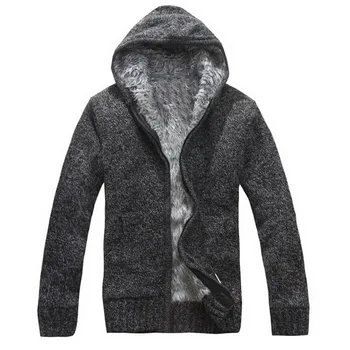 Toamna Iarna Barbati Gros Sweatercoat Guler cu Fermoar Pulover Haina Îmbrăcăminte exterioară de Iarnă Lână Cașmir Linie SweatersTurn-jos Guler