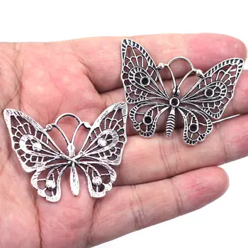 10buc Pandantive Fluture Animale de Metal Gol Sunet de Argint Bijuterii DIY Constatările Farmece 48x36mm