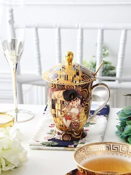 Klimt Sarutul Porcelian Căni Cești de Cafea Gustav klimt Bone china ceașcă de Ceai de Nunta Cadouri de Birou Drinkware Decor Acasă