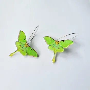 KUGUYS Imprimare Acrilice Inscet Verde Fluture Picătură Cercei pentru Fete Femei la Modă de Bijuterii Accesorii de Moda