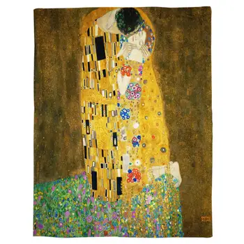 Gustav Klimt Sarutul Pui De Somn Flanel Pături Super Moale Confortabil Arunca Pătură Caldă Cuvertură De Călătorie Acoperă Canapea