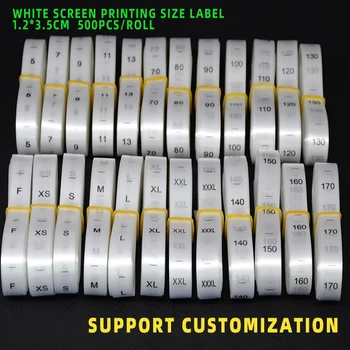 Ecran de înaltă Calitate de Imprimare Panglica de Satin Dimensiune Etichete de Îmbrăcăminte, eticheta cu Numărul de Etichete de Mărime 500pcs/rola 1.2X3.5cm