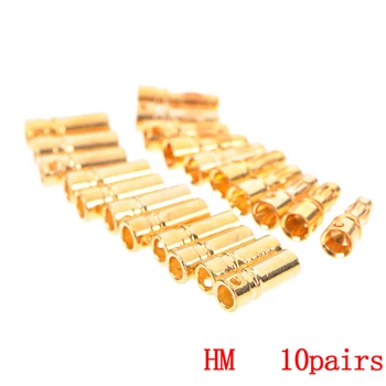 10Pair 3.5 mm placat cu Aur Glonț Banana Plug Conector Pentru RC cu Motor Conector Baterie Masculin+Feminin