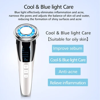 EMS LED Foton Terapie Vibrație Sonică Wrinkle Remover Cald Rece Tratament Anti-Imbatranire a Pielii Curat Curățare Mașină de Întinerire
