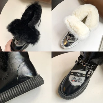 Cald Thicked Bumbac Căptușit Pantofi Încăltăminte Într-Femme De Iarnă De Pluș Cald Femei Snow Boot Scrisoare Impermeabil Platforma Glezna Cizme Femei