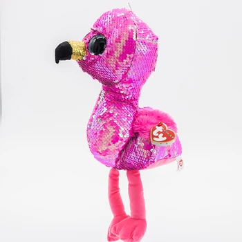 15 CM Ty Beanie Ochii Mari Reversibile Sequin Flamingo Roz Strălucitoare Umplute Colectie Papusa Jucărie de Copil Ziua de nastere Cadou de Crăciun